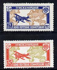 Russia 1927 First Air Mail Congress perf set of 2 mounted mint SG 499-500, stamps on aviation, stamps on maps
