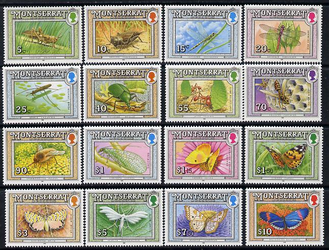 Montserrat 1992 Insects definitive set complete - 16 values unmounted mint SG 889-904, stamps on insects, stamps on butterflies