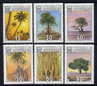 Tuvalu 1990 Tropical Trees perf set of 6 unmounted mint SG 568-73, stamps on trees
