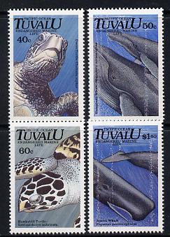 Tuvalu 1991 Endangered Marine Life perf set of 4 unmounted mint SG 605-8, stamps on , stamps on  stamps on marine life, stamps on  stamps on turtles, stamps on  stamps on  wwf , stamps on  stamps on whales