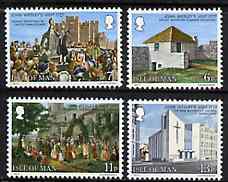 Isle of Man 1977 Bicentenary of Vist by John Wesley set of 4, SG 103-06, stamps on , stamps on  stamps on religion, stamps on  stamps on churches, stamps on  stamps on preacher