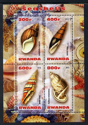 Rwanda 2013 Shells perf sheetlet containing 4 values unmounted mint, stamps on , stamps on  stamps on marine life, stamps on  stamps on shells