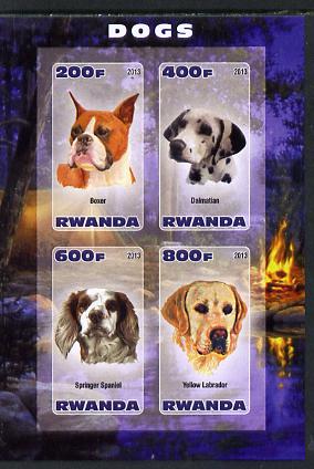 Rwanda 2013 Dogs #2 imperf sheetlet containing 4 values unmounted mint, stamps on , stamps on  stamps on dogs