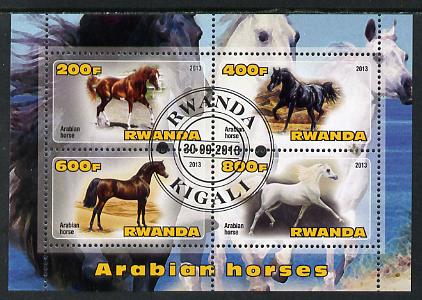 Rwanda 2013 Horses #2 perf sheetlet containing 4 values fine cto used, stamps on , stamps on  stamps on horses