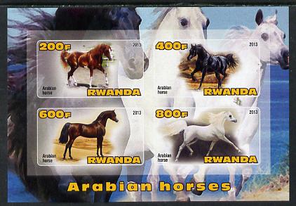 Rwanda 2013 Horses #2 imperf sheetlet containing 4 values unmounted mint, stamps on , stamps on  stamps on horses