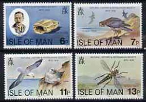 Isle of Man 1979 Natural History & Antiquarian Society set of 4 unmounted mint, SG 144-47, stamps on shells, stamps on insects, stamps on birds, stamps on falcon, stamps on birds of prey, stamps on books, stamps on antiques