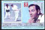St Vincent - Union Island 1984 Cricket (Cowdrey) 75c imperf proof se-tenant pair printed in blue, magenta & black only unmounted mint, stamps on cricket  sport