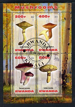 Rwanda 2013 Fungi #2 perf sheetlet containing 4 values fine cto used, stamps on , stamps on  stamps on fungi