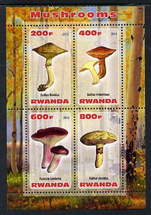 Rwanda 2013 Fungi #2 perf sheetlet containing 4 values unmounted mint, stamps on fungi