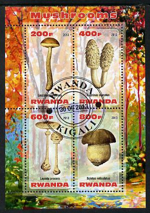 Rwanda 2013 Fungi #3 perf sheetlet containing 4 values fine cto used, stamps on , stamps on  stamps on fungi