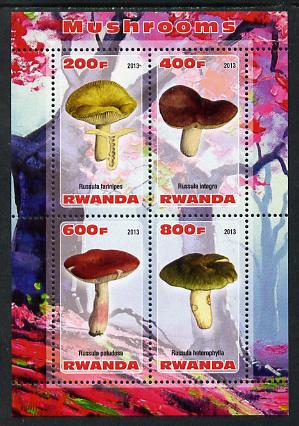 Rwanda 2013 Fungi #4 perf sheetlet containing 4 values unmounted mint, stamps on , stamps on  stamps on fungi