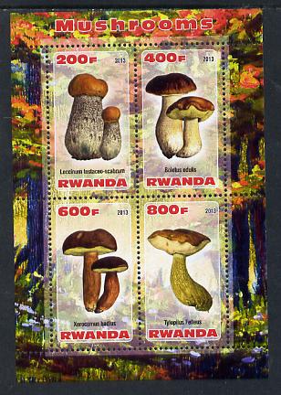 Rwanda 2013 Fungi #5 perf sheetlet containing 4 values unmounted mint, stamps on , stamps on  stamps on fungi