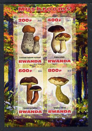 Rwanda 2013 Fungi #5 imperf sheetlet containing 4 values unmounted mint, stamps on fungi