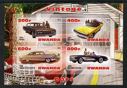 Rwanda 2013 Vintage Cars #1 imperf sheetlet containing 4 values unmounted mint, stamps on , stamps on  stamps on cars