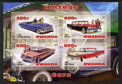 Rwanda 2013 Vintage Cars #2 imperf sheetlet containing 4 values unmounted mint, stamps on , stamps on  stamps on cars