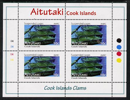 Cook Islands - Aitutaki 2013 Clams #1 perf sheetlet containing 4 x 10c values unmounted mint , stamps on , stamps on  stamps on marine life, stamps on  stamps on shells, stamps on  stamps on clams