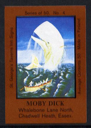 Match Box Labels - Moby Dick (No.4 from a series of 50 Pub signs) dark brown background, very fine unused condition (St Georges Taverns), stamps on whales