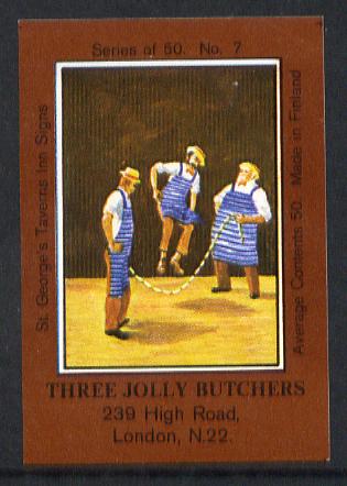 Match Box Labels - Jolly Butcher (No.7 from a series of 50 Pub signs) dark brown background, very fine unused condition (St Georges Taverns), stamps on food