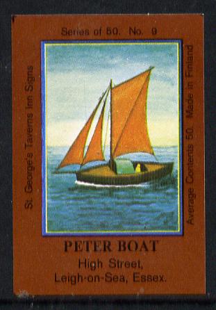 Match Box Labels - Peter Boat (No.9 from a series of 50 Pub signs) dark brown background, very fine unused condition (St George's Taverns), stamps on , stamps on  stamps on ships