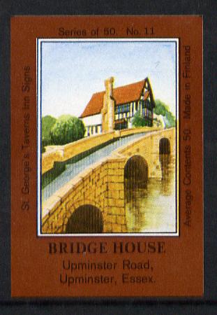 Match Box Labels - Bridge House (No.11 from a series of 50 Pub signs) dark brown background, very fine unused condition (St Georges Taverns), stamps on bridges    civil engineering