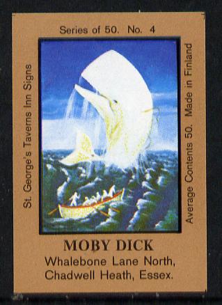 Match Box Labels - Moby Dick (No.4 from a series of 50 Pub signs) light brown background, very fine unused condition (St Georges Taverns), stamps on whales