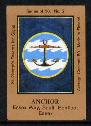 Match Box Labels - Anchor (No.5 from a series of 50 Pub signs) light brown background, very fine unused condition (St George's Taverns)