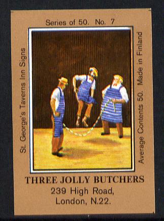 Match Box Labels - Jolly Butcher (No.7 from a series of 50 Pub signs) light brown background, very fine unused condition (St Georges Taverns), stamps on food