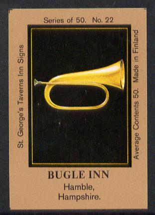 Match Box Labels - Bugle Inn (No.22 from a series of 50 Pub signs) light brown background, very fine unused condition (St Georges Taverns), stamps on music