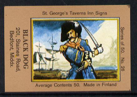 Match Box Labels - Black Dog (Pirate) (No.26 from a series of 50 Pub signs) light brown background, very fine unused condition (St George's Taverns), stamps on pirates, stamps on ships