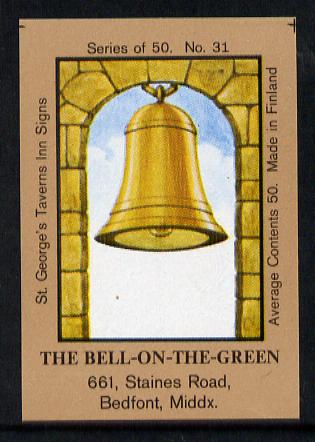 Match Box Labels - The Bell On The Green (No.31 from a series of 50 Pub signs) light brown background, very fine unused condition (St George's Taverns), stamps on , stamps on  stamps on bells