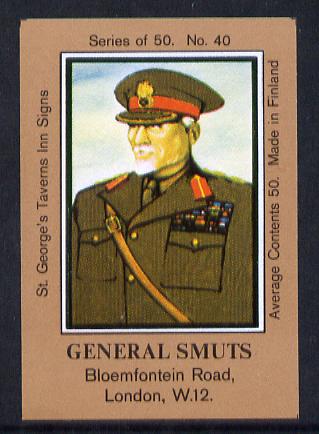 Match Box Labels - General Smuts (No.40 from a series of 50 Pub signs) light brown background, very fine unused condition (St George's Taverns), stamps on personalities    militaria      constitutions