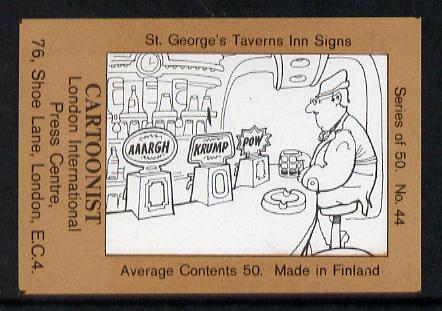 Match Box Labels - Cartoonist (No.44 from a series of 50 Pub signs) light brown background, very fine unused condition (St George's Taverns), stamps on , stamps on  stamps on cartoons