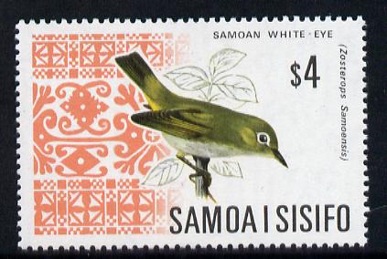 Samoa 1967 White Eye $4 from Bird def set unmounted mint, SG 289b, stamps on birds
