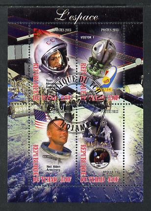 Chad 2013 Space perf sheetlet containing 4 values fine cto used, stamps on , stamps on  stamps on space