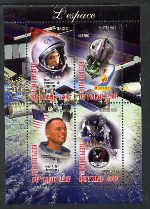 Chad 2013 Space perf sheetlet containing 4 values unmounted mint, stamps on , stamps on  stamps on space