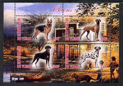 Chad 2013 Dogs #2 perf sheetlet containing 4 values unmounted mint, stamps on dogs