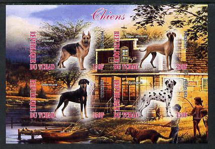 Chad 2013 Dogs #2 imperf sheetlet containing 4 values unmounted mint, stamps on dogs