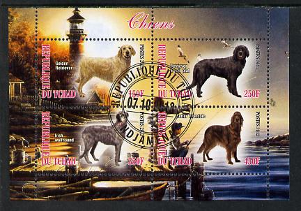 Chad 2013 Dogs #3 perf sheetlet containing 4 values fine cto used, stamps on , stamps on  stamps on dogs, stamps on  stamps on lighthouses