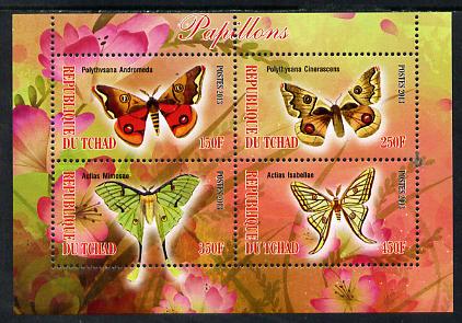 Chad 2013 Butterflies #07 perf sheetlet containing 4 values unmounted mint, stamps on , stamps on  stamps on butterflies