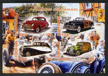 Chad 2013 Early Cars #2 imperf sheetlet containing 4 values unmounted mint, stamps on cars, stamps on 