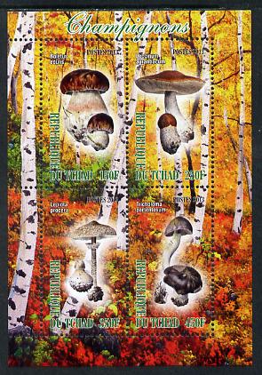 Chad 2013 Fungi #1 perf sheetlet containing 4 values unmounted mint, stamps on , stamps on  stamps on fungi