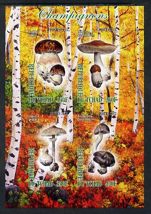 Chad 2013 Fungi #1 imperf sheetlet containing 4 values unmounted mint, stamps on , stamps on  stamps on fungi