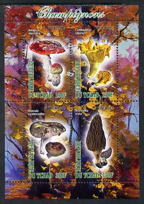 Chad 2013 Fungi #2 perf sheetlet containing 4 values unmounted mint, stamps on , stamps on  stamps on fungi