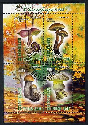 Chad 2013 Fungi #3 perf sheetlet containing 4 values fine cto used, stamps on , stamps on  stamps on fungi