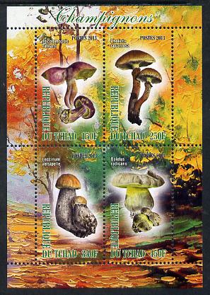 Chad 2013 Fungi #3 perf sheetlet containing 4 values unmounted mint, stamps on , stamps on  stamps on fungi