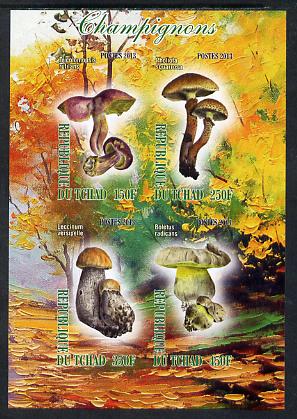 Chad 2013 Fungi #3 imperf sheetlet containing 4 values unmounted mint, stamps on , stamps on  stamps on fungi