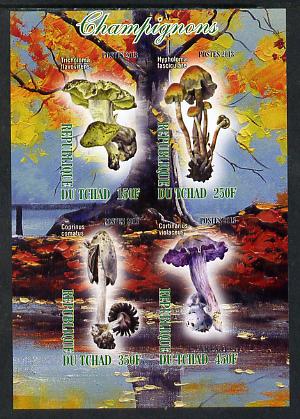 Chad 2013 Fungi #4 imperf sheetlet containing 4 values unmounted mint, stamps on fungi