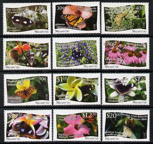 Tonga - Niuafo'ou 2012 Butterflies #2 perf set of 12 values (white background) unmounted mint, stamps on , stamps on  stamps on butterflies