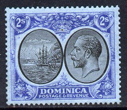 Dominica 1923-33 KG5 Badge 2s black & blue on blue unmounted mint SG 84, stamps on , stamps on  stamps on ships, stamps on  stamps on  kg5 , stamps on  stamps on 