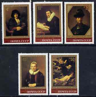 Russia 1983 Rembrandt Paintings in Hermitage Museum set of 5 unmounted mint, SG 5312-16, Mi 5259-63*, stamps on , stamps on  stamps on arts, stamps on  stamps on rembrandt, stamps on  stamps on museums, stamps on  stamps on renaissance